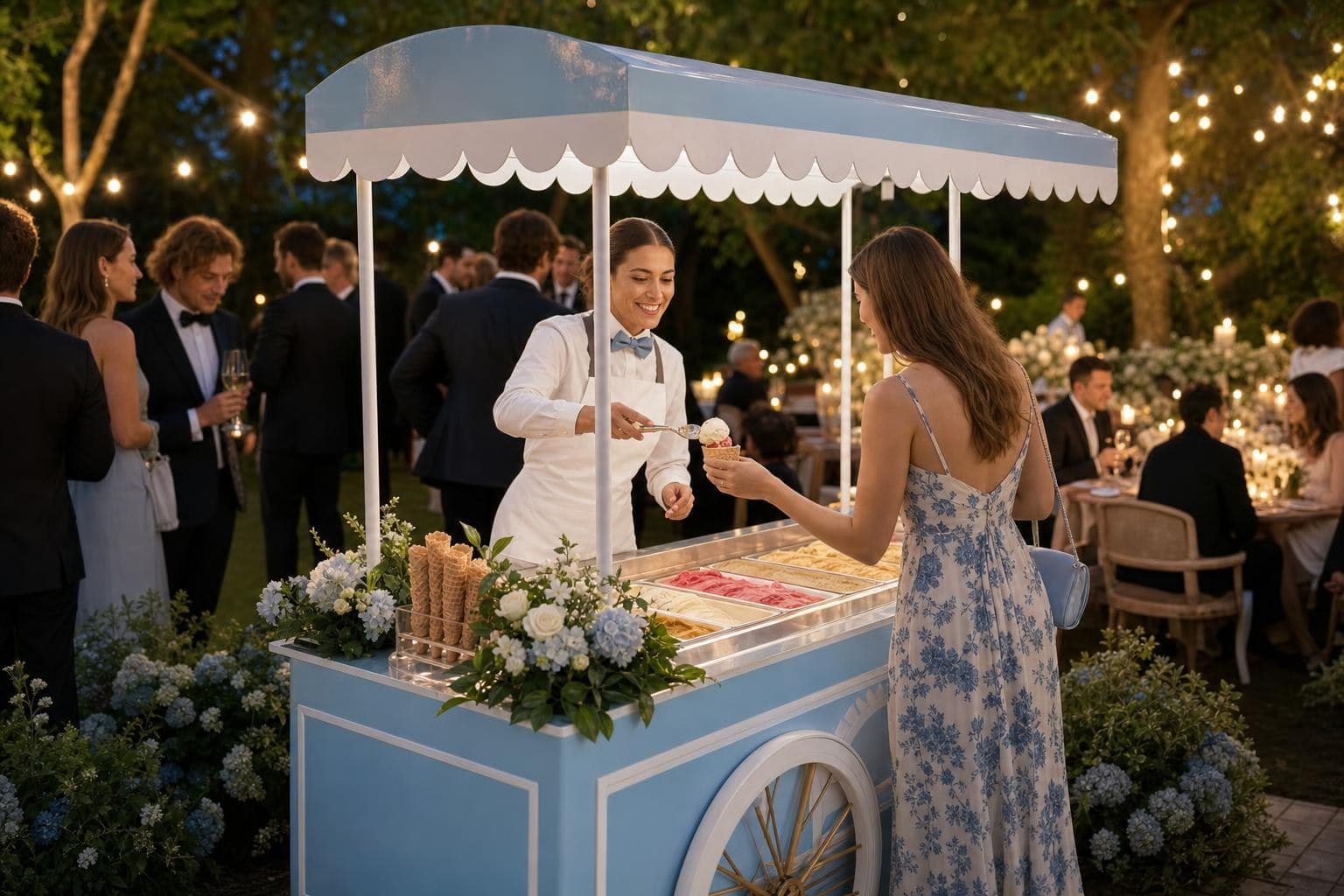 SkyBlue Gelato catering at an elegant outdoor event