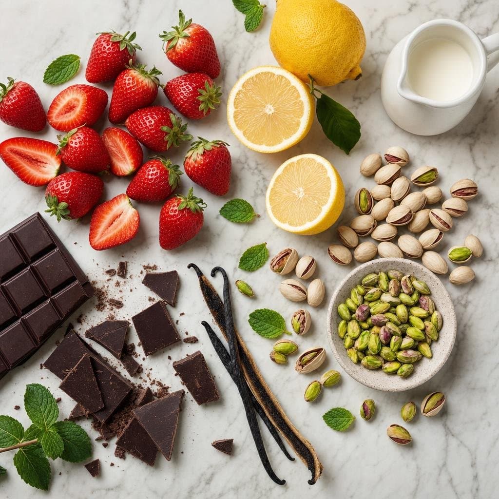 Fresh natural gelato ingredients